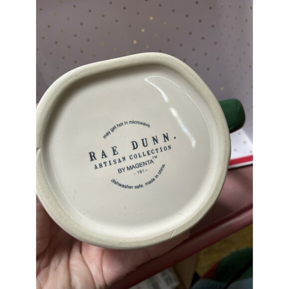 Rae Dunn Artisan Collection COCOA White w/Green Interior Double Sided Winter - Picture 6 of 7